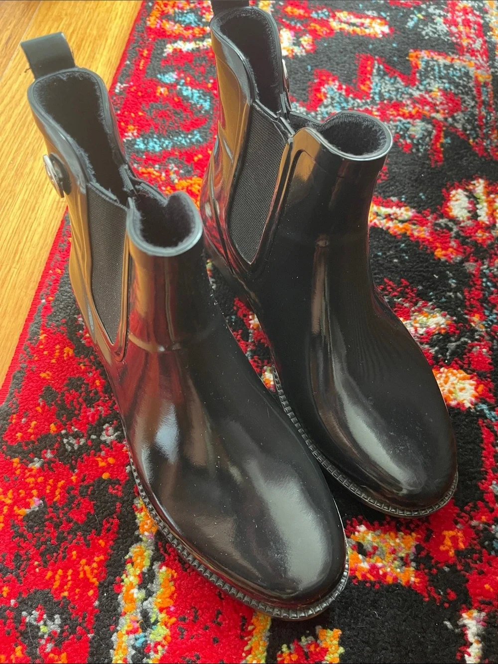 Michael Kors Black Shiny Ankle Rain Boots